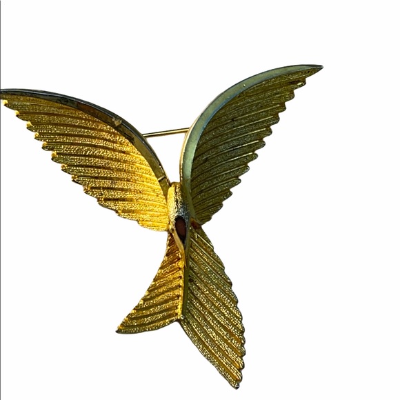 Vintage brushed gold tone Bird brooch fancy - Picture 3 of 5